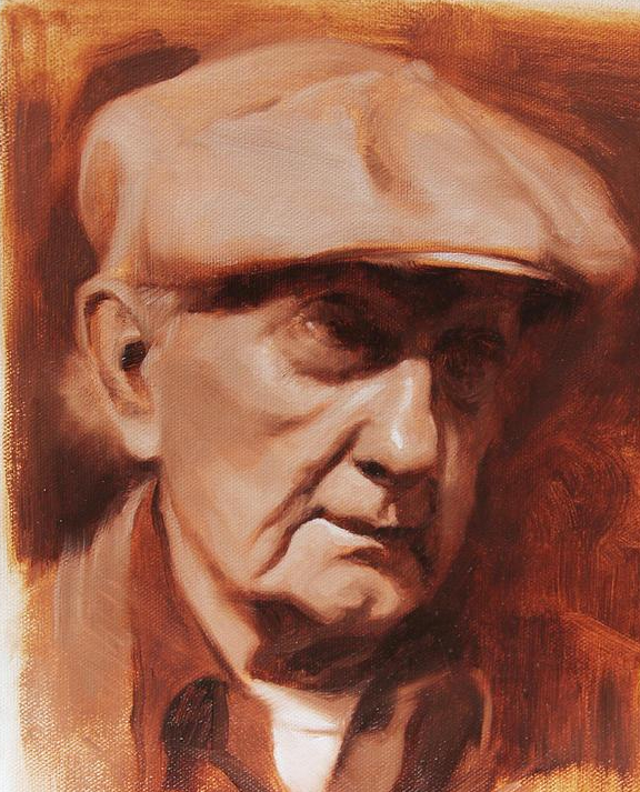 Old Man Painting - Jim In Monochrome by Anna Rose Bain