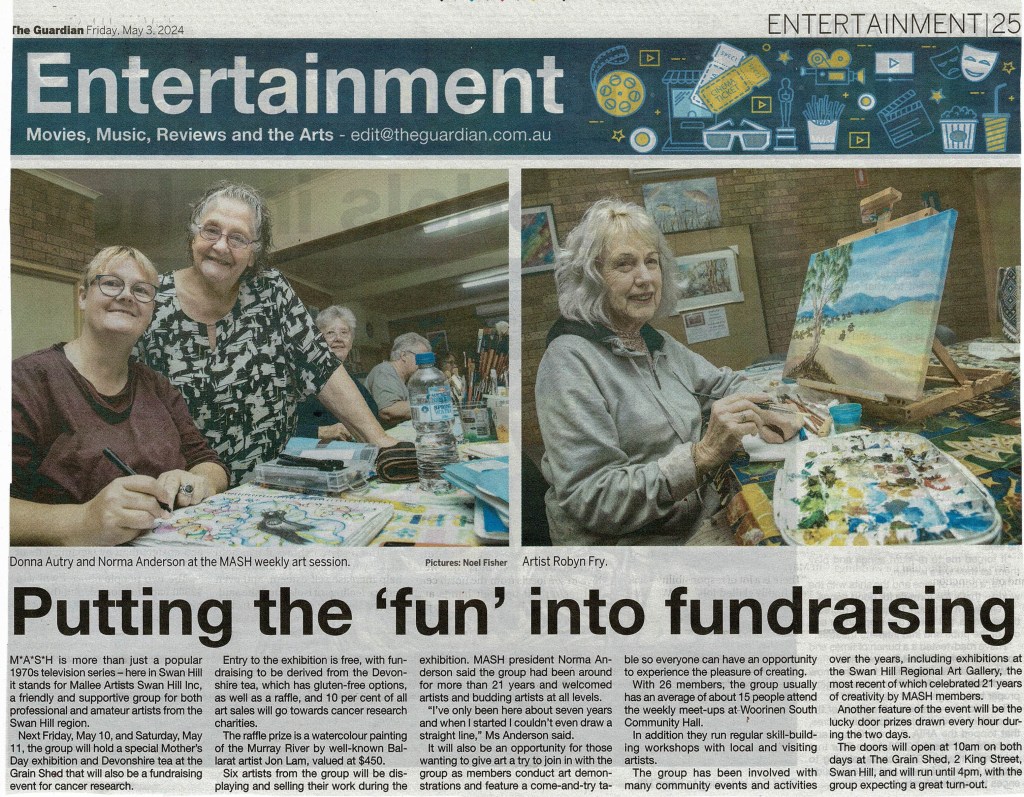 Image from the Swan Hill Guardian newspaper picturing artists at work. 
